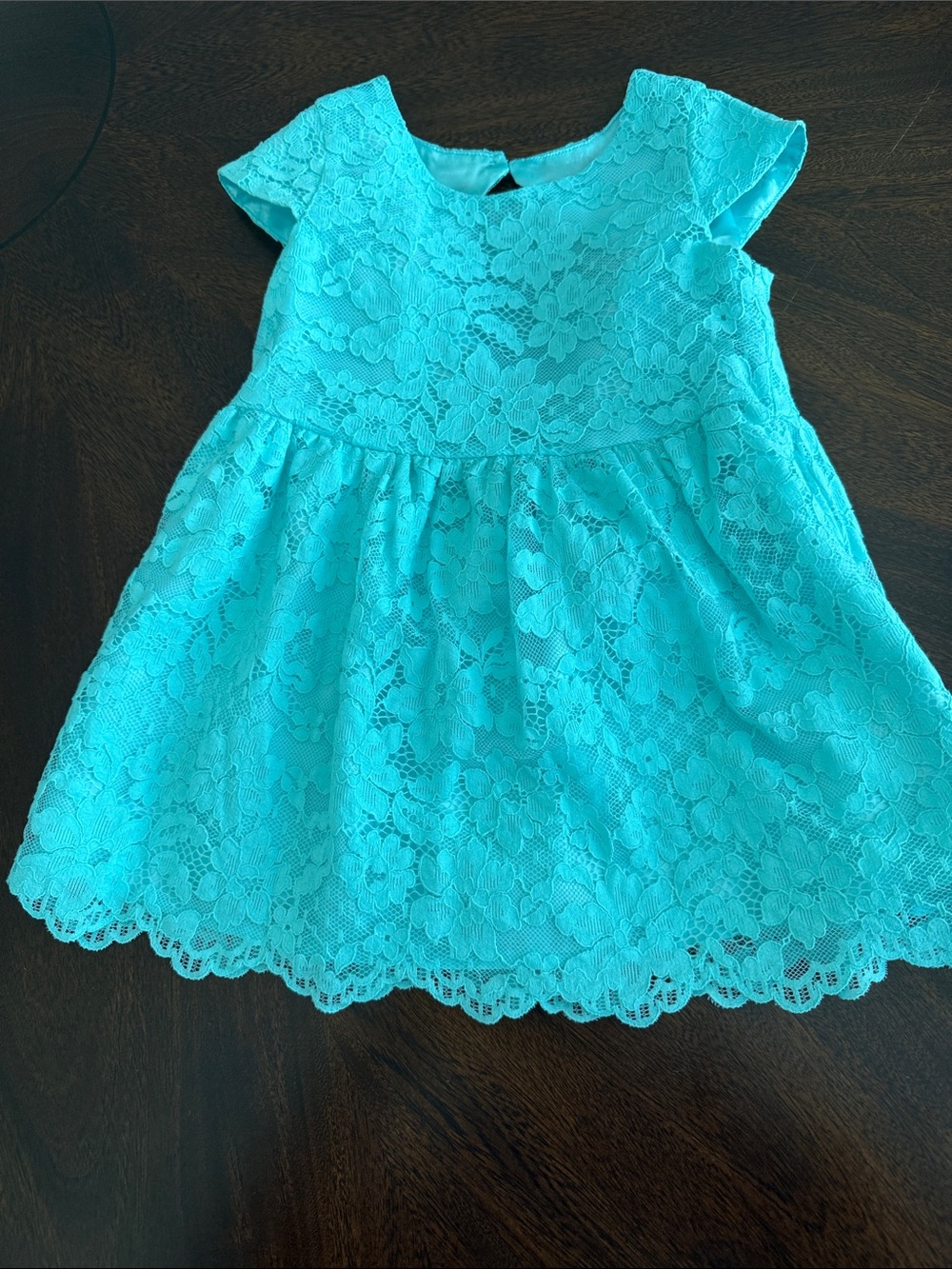The Children's Place Aqua Lace Cap-Sleeve Party Dress